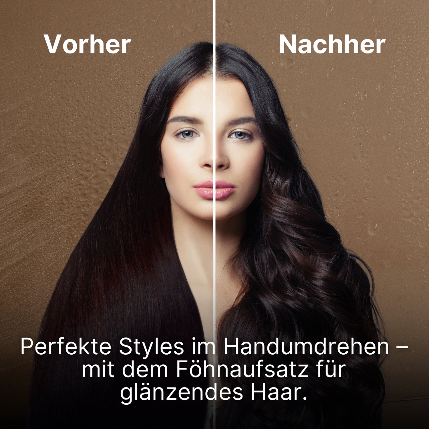 Vorher-Nachher-Vergleich mit Sollero 7 in 1 Airstyler - perfekte Haare mit Föhnaufsatz für glänzendes Haar